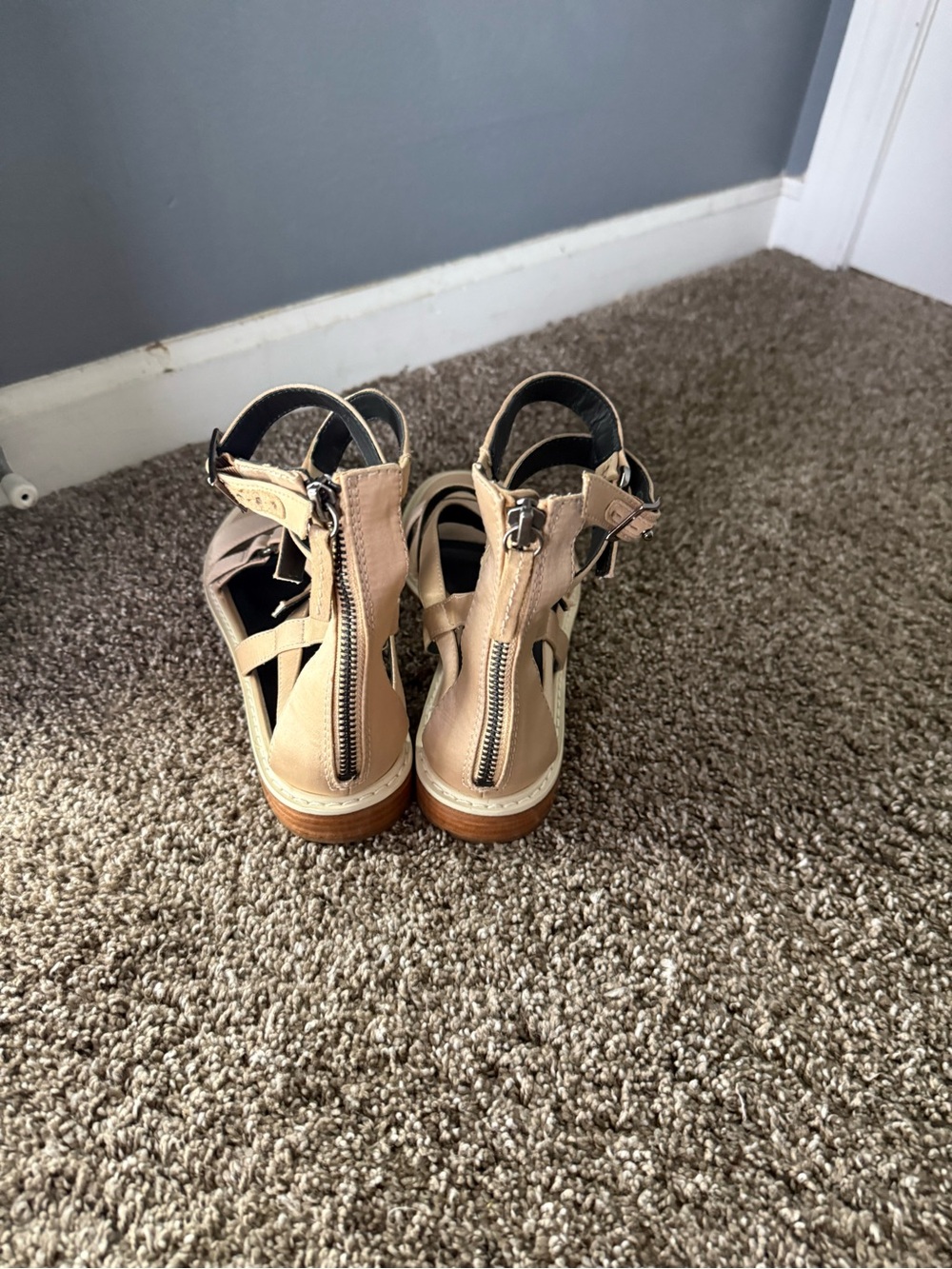 Tibi Beige Strappy Ankle Wrap Sandals - Picture 4 of 5